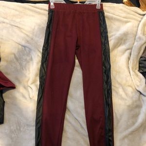Charlotte Russe Leggings with Faux Leather Stripes